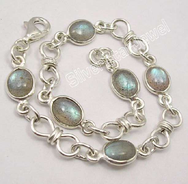 925 SOLID Silver NATURAL LABRADORITE Beautiful Bracelet