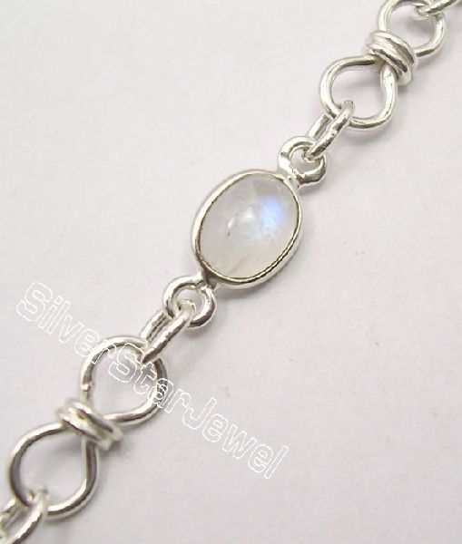 925 SOLID Silver RAINBOW MOONSTONE Bracelet