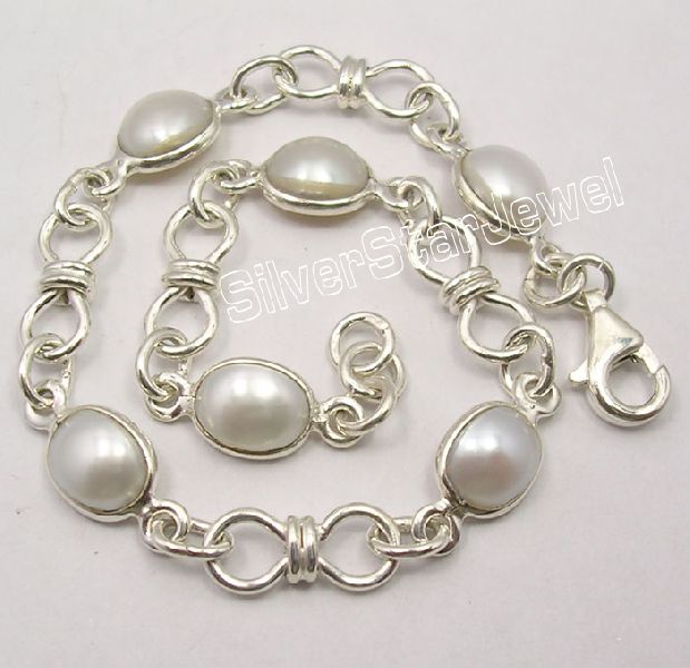 925 SOLID Silver WATER PEARL Bracelet