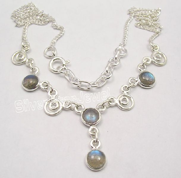 925 SOLID Sterling Silver LABRADORITE Necklace