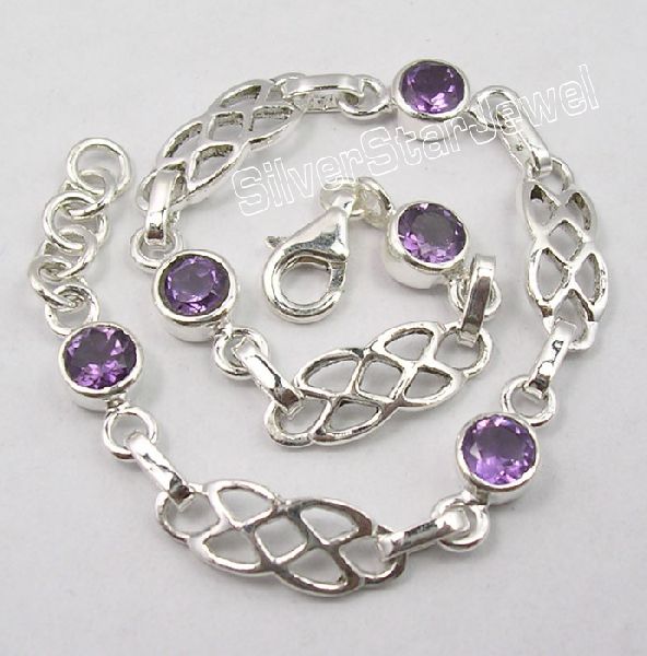 925 sterling silver amethyst bracelet