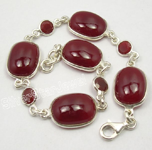 925 Sterling Silver GORGEOUS CARNELIAN HEAVY Bracelet