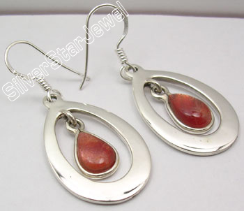 925 Sterling Silver Real SUNSTONE Dangle Earrings