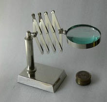Solid Brass Desk Top Scissor Magnifying