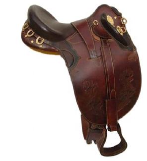 Stock Saddle without Horn with brass fittings, Over-girth and Under-girth