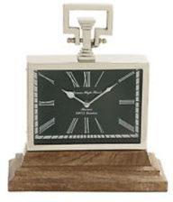 Rectangle Steel And Wood Table Clock