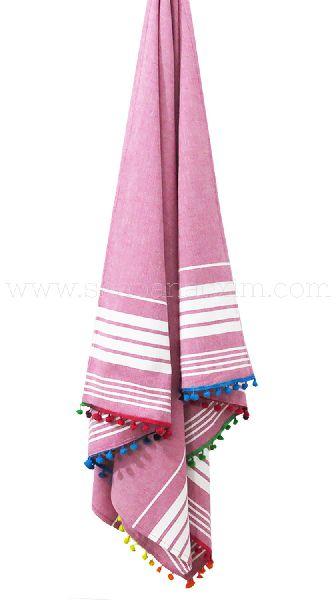 Multicolor Handloom Turkish Towels with Pom Poms