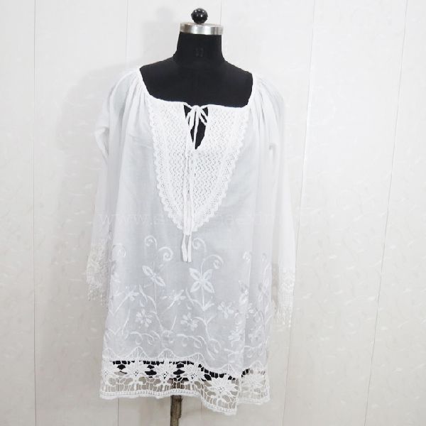 100% Cotton White Lace Beach Dress at Best Price in Delhi | SHABANA ...