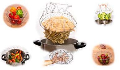 Multipurpose Foldable Chef Steel Basket Kitchen Tool Deep Fat Fryers