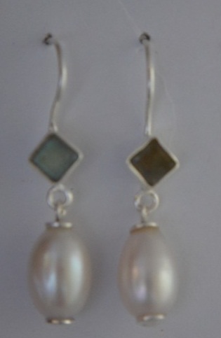 Pearl with Labrodorite Earrings