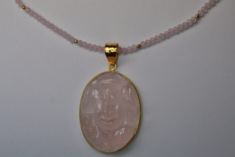 Sterling Silver Gemstone Ganesha Necklace