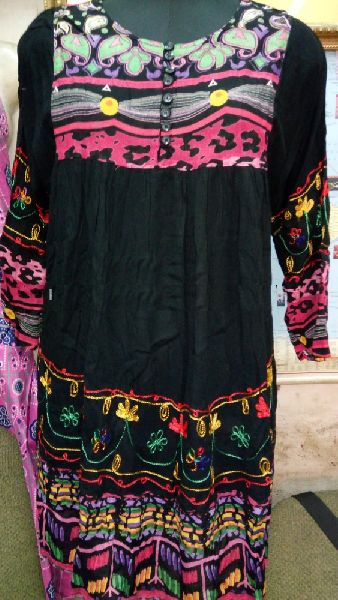 Discharge Print Embroidered Tunic
