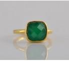 925 sterling silver Green Onyx Gemstone Ring Gold Plated Vermeil