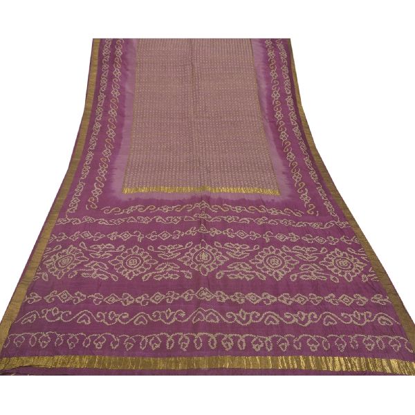 Pure Silk Fabric Hand Embroidered Bandhani Sari