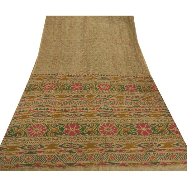 Pure Silk Printed Sari Craft 5 Yard Fabric
