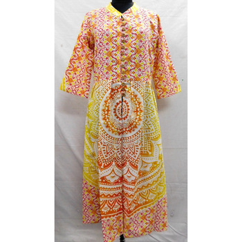 bohemian hippie button dresses long tunic top kurti