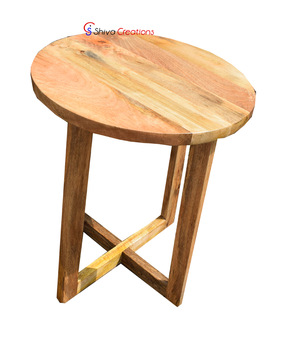 Round Shaped Reclaimed Wood Side End Bedside Table, for Home, Hotel, Feature : Handmade, Eco-friendly