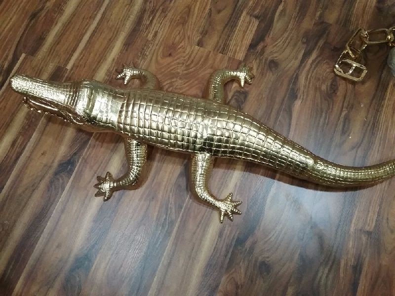 GOLD Crocodile Sculpture