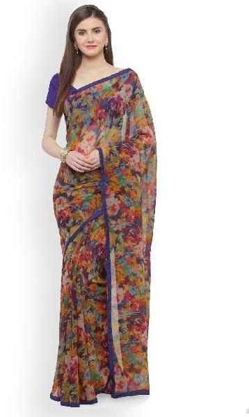 Plain Georgette Saree (PT-243), Feature : Comfortable, Easily Washable, Impeccable Finish