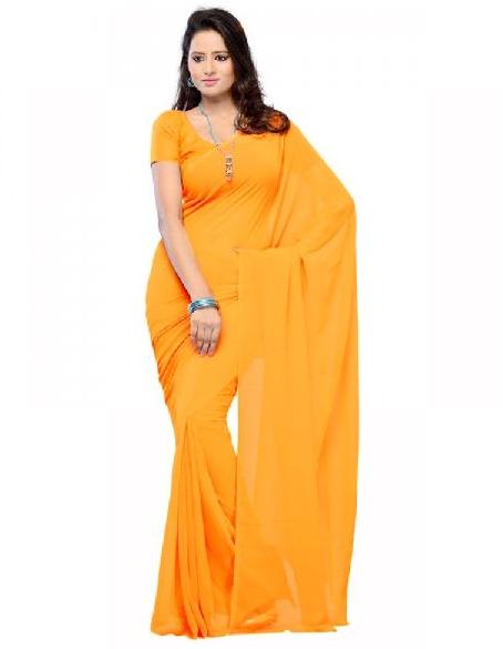 Plain Georgette Saree (PT-324), Feature : Anti-Wrinkle, Comfortable, Easily Washable, Impeccable Finish