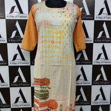 Flower print front side Digital Printed Crepe Kurti