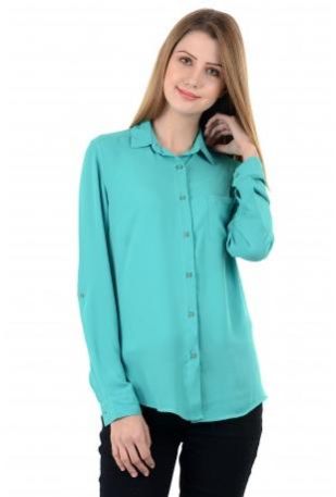 Girls Green Solid Shirt