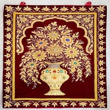 Semi Precious Stone Zari Work Handmade Jewel Carpet