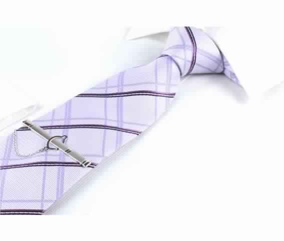 Silk Tie Light Purple with Stripes for men