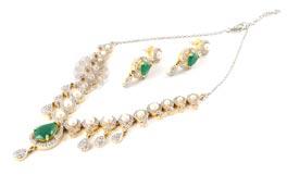 Pearly Emerald Earring Necklace set