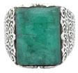 Thick Green Stone Silver Ring