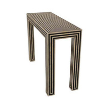 Black and white striped resin and bone inlaid side table, bone and resin inlay furniture