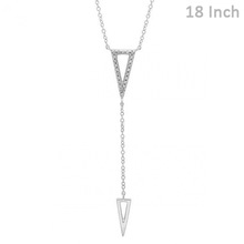 Pave Diamond Arrowhead Lariat Necklace Solid 14k Gold Chain