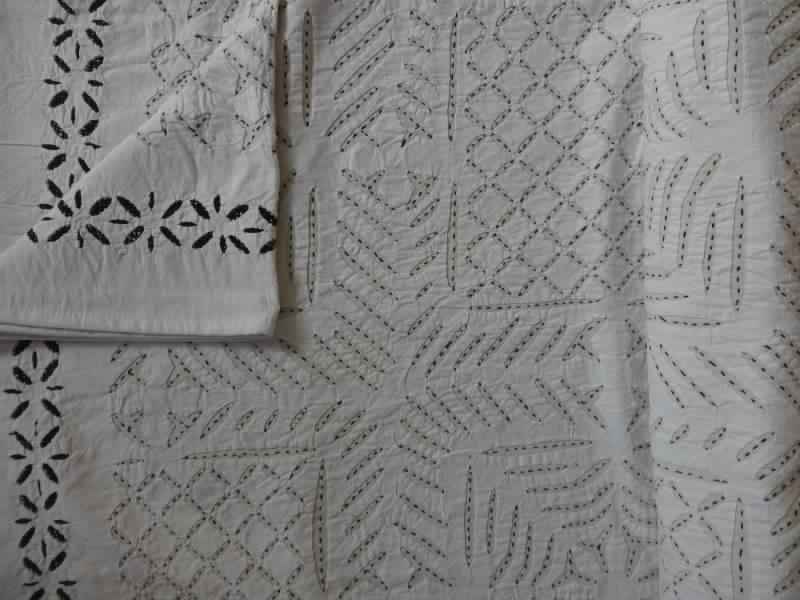 Handmade Applique Cutwork Kantha Quilt
