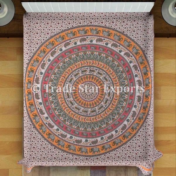 Kantha Embroidered Mandala Bedspread