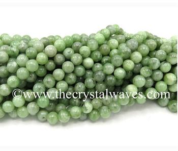 Crystal Waves Green Jade Round Bead