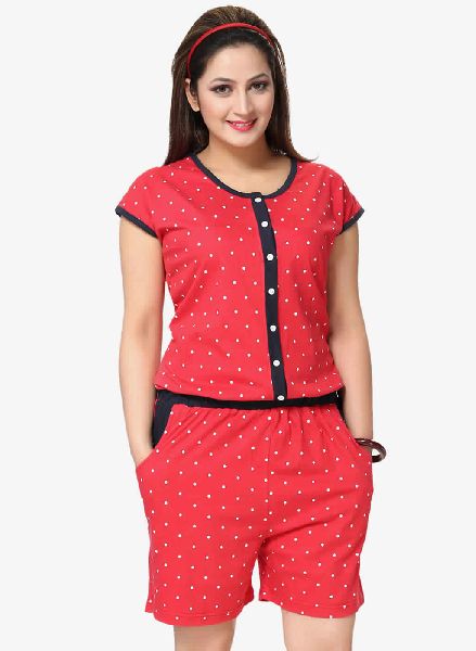 RED PRINTED JUMPSUIT