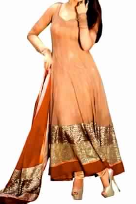 Long Anarkali Suit With Embroided Ghera