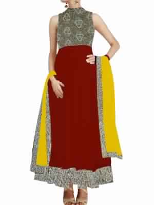 Mheroon Anarkali Suit with cutwork york