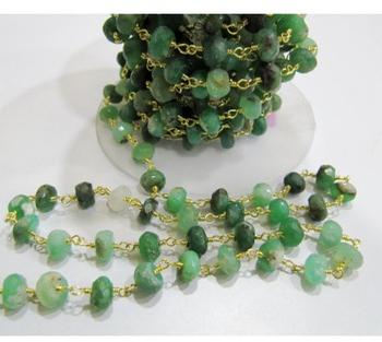 Sterling Silver Chrysoprase beaded Rosary chain, Occasion : Party