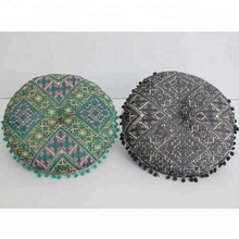 100% Cotton Embroidered Customized Round Cushion, Technics : Handmade
