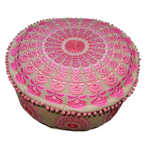 Latest design mandala embroidery round floor pouffe