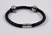 PSDS Leather Bracelet Straps, Color : Black