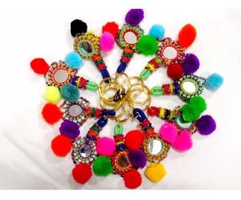 Mirror Beads Work Key Chain Ring