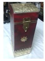 Brass Fitted Wooden Wine Box, for Champagne, Feature : Handmade