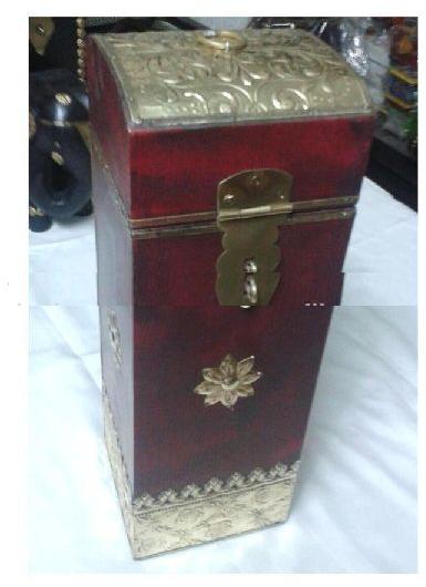 Handmade Brass Fitted Wooden Wine Box, for Champagne