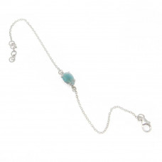 925 Sterling Silver Amazonite Pear Gemstone Chain Bracelet