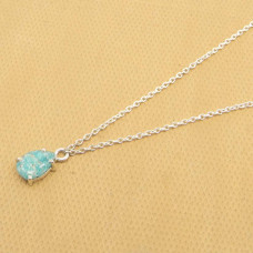 925 Sterling Silver Amazonite Pear Gemstone Chain Necklace