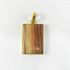 American Picture Jasper Gold Plated Bezel Pendant