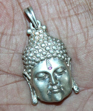 925 Sterling Silver 10.1 gm Lord Buddha Faceted Fine Ruby Gemstone Pendant