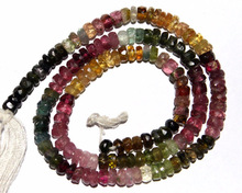 Memoria Jewels Tourmaline Gemstone Rondelle Beads, Color : Multi Color